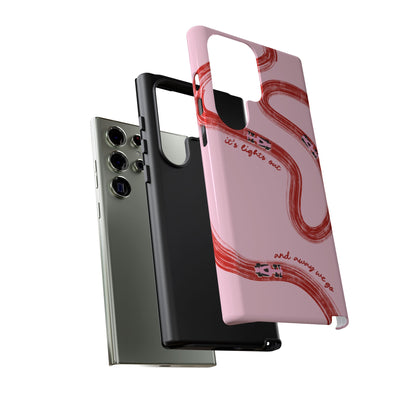 F1 Phone Case Pink and Red Painted "its lights out and away we go", Trendy F1 Gift, Formula 1 Gift, Cute F1 Phone Case, Unique Phone Case