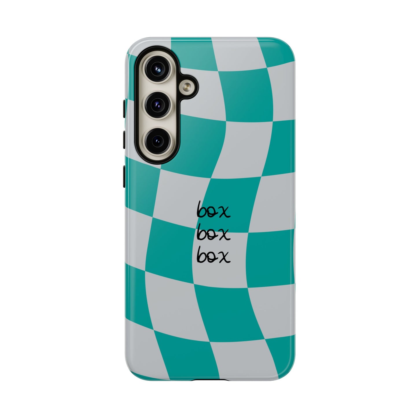 Mercedes Teal and Grey Checkered F1 Phone Case, Box Box Box F1 Phone Case