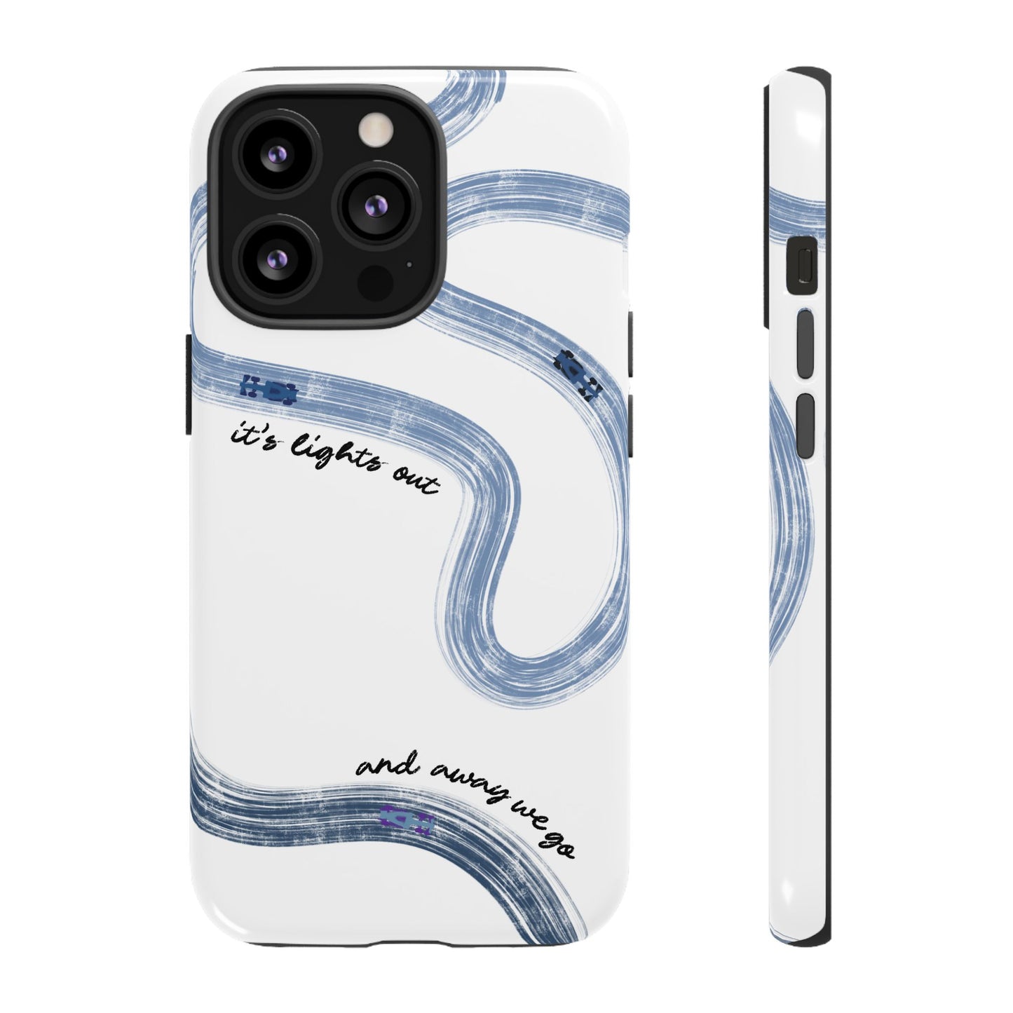 F1 Phone Case Blue Painted "its lights out and away we go", Trendy F1 Gift, Formula 1 Gift, Cute F1 Phone Case, Gift for F1 Fans