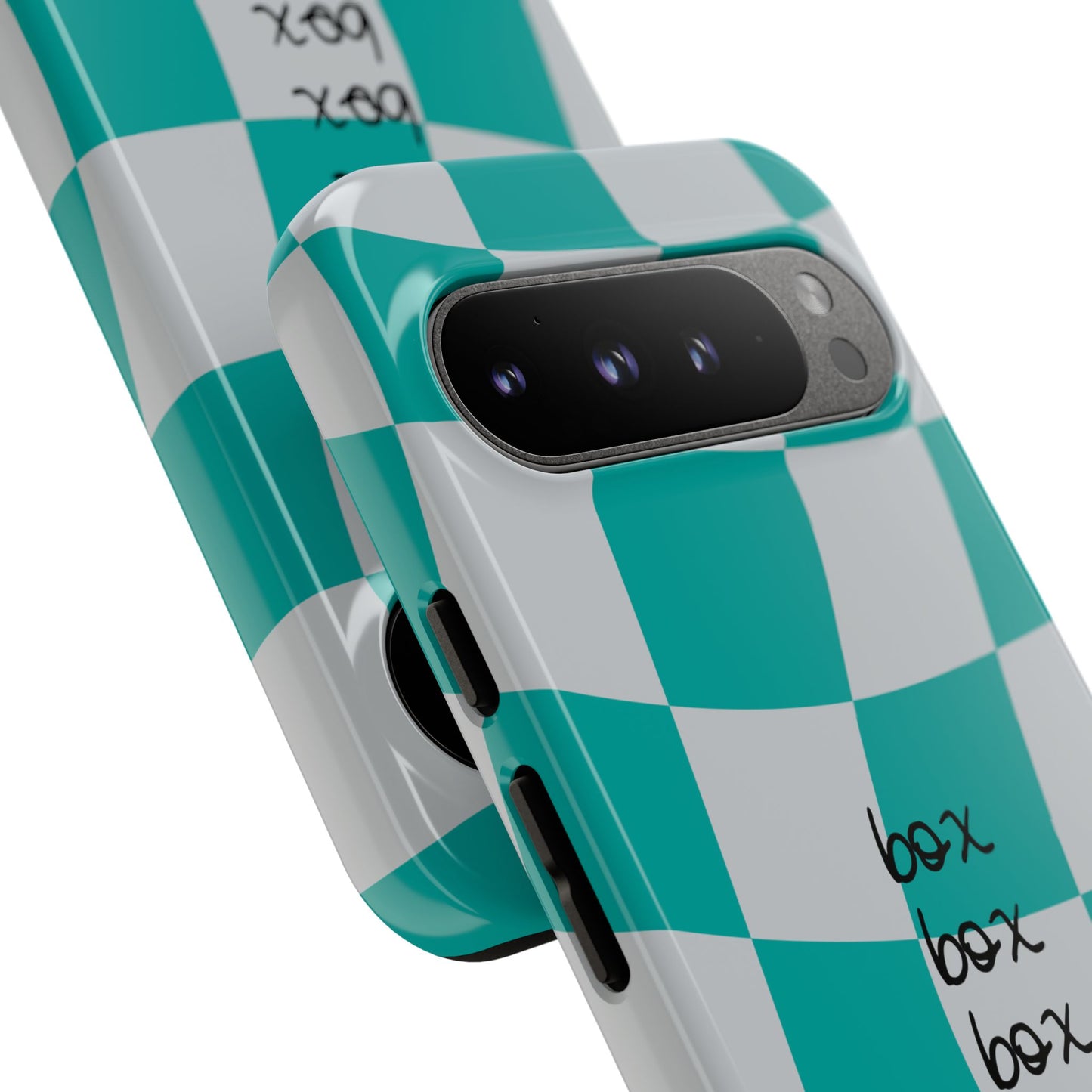 Mercedes Teal and Grey Checkered F1 Phone Case, Box Box Box F1 Phone Case