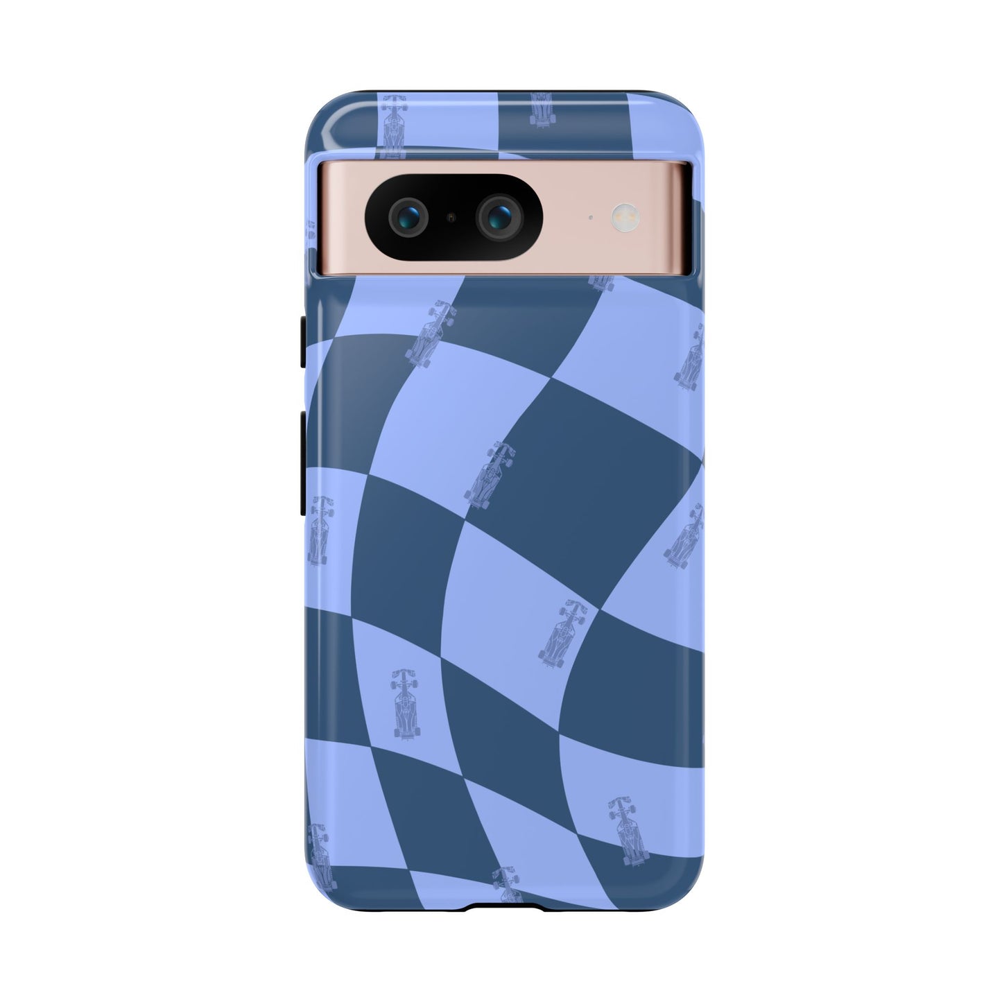 F1 Phone Case Blue Checkerboard Design, Trendy F1 Gift, Formula 1 Gift, Cute F1 Phone Case, Unique Formula One Phone Case