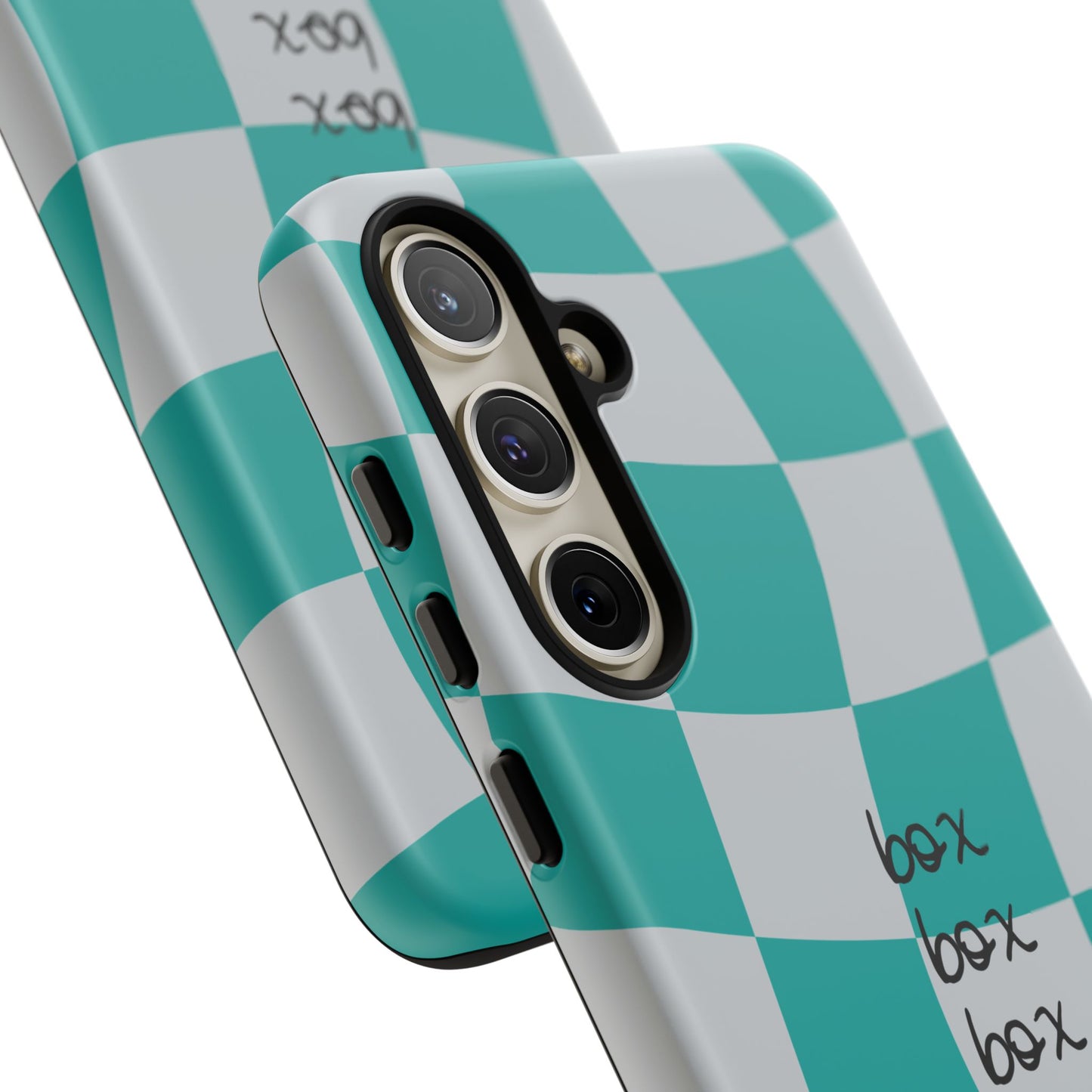 Mercedes Teal and Grey Checkered F1 Phone Case, Box Box Box F1 Phone Case