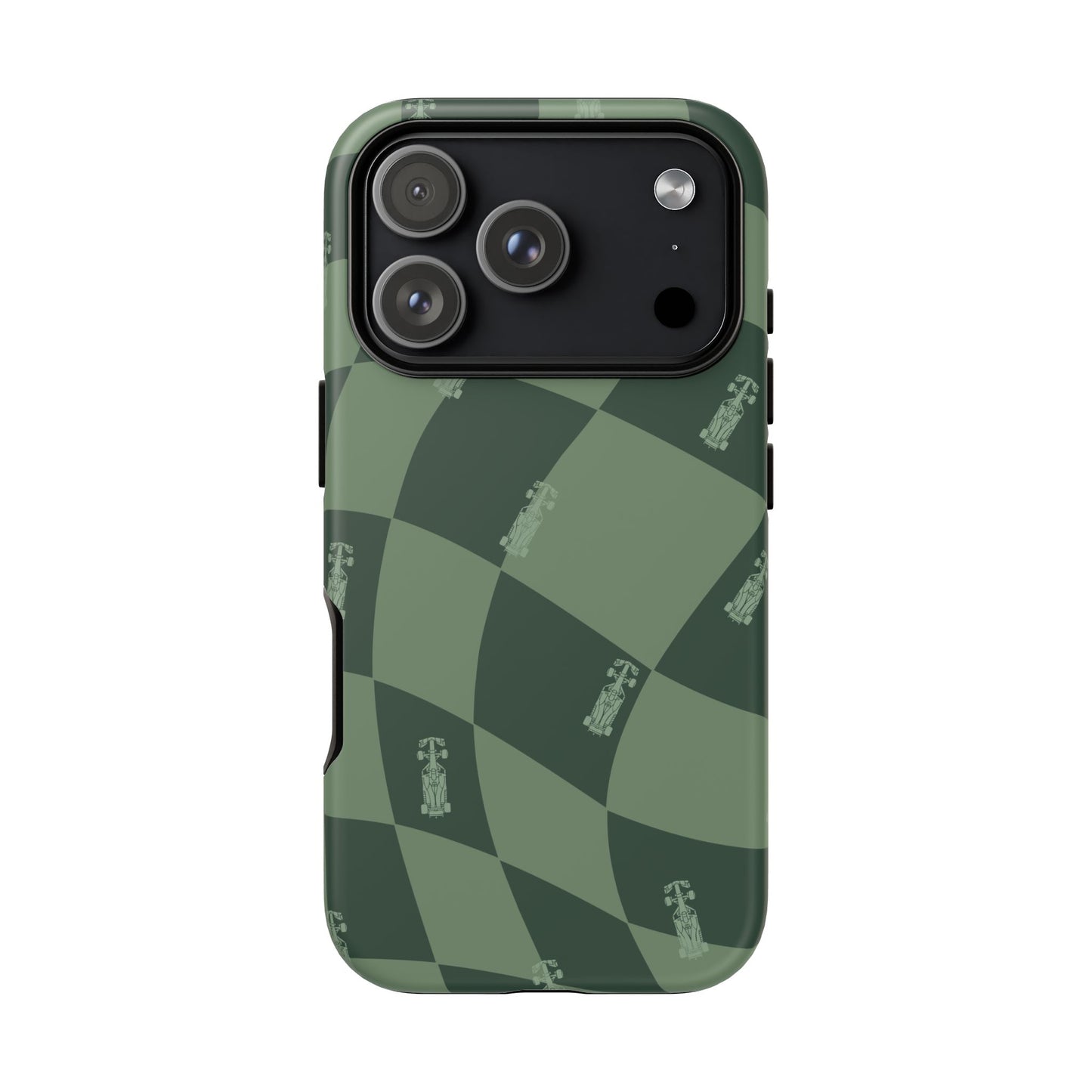F1 Phone Case Green Checkerboard Design, Trendy F1 Gift, Formula 1 Gift, Cute F1 Phone Case, Unique Formula One Phone Case
