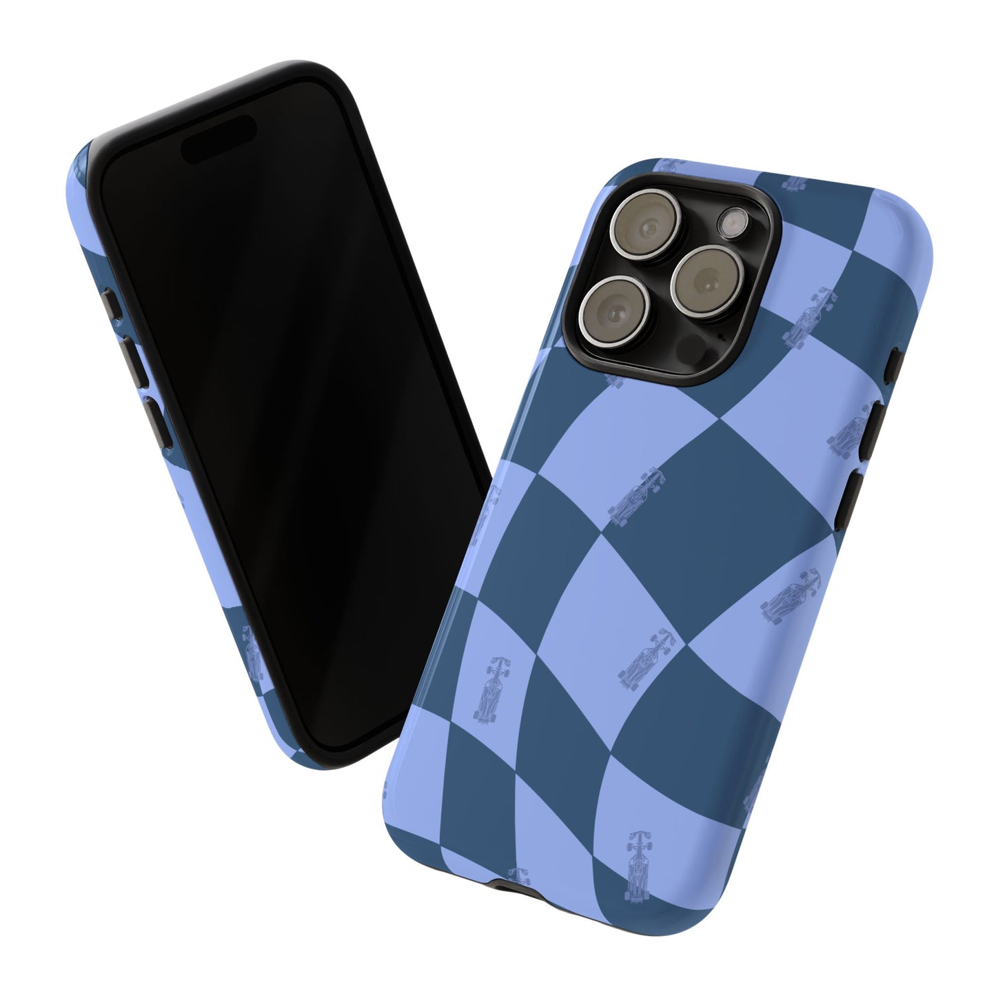 F1 Phone Case Blue Checkerboard Design, Trendy F1 Gift, Formula 1 Gift, Cute F1 Phone Case, Unique Formula One Phone Case