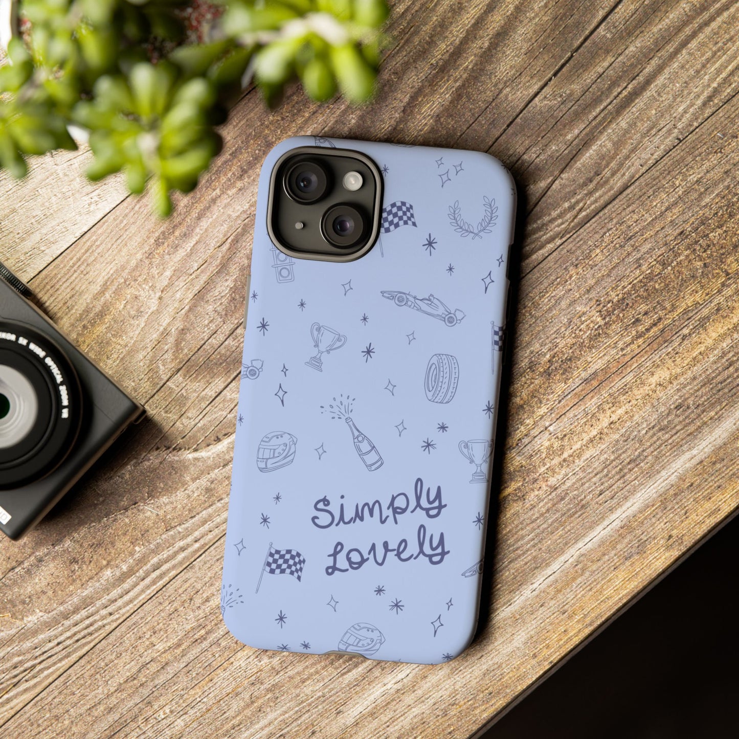 Blue Doodle "Simply Lovely" F1 Phone Case Design