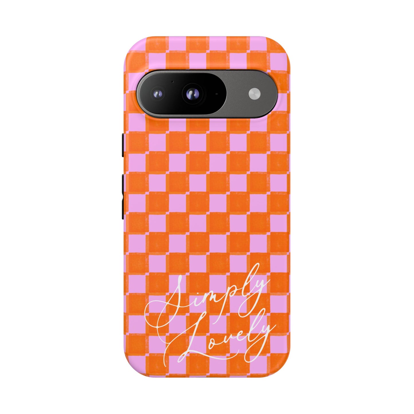 Simply Lovely Orange and Pink Checkered F1 Phone Case Design, Trendy F1 Gift, Formula 1 Gift, Cute F1 Phone Case