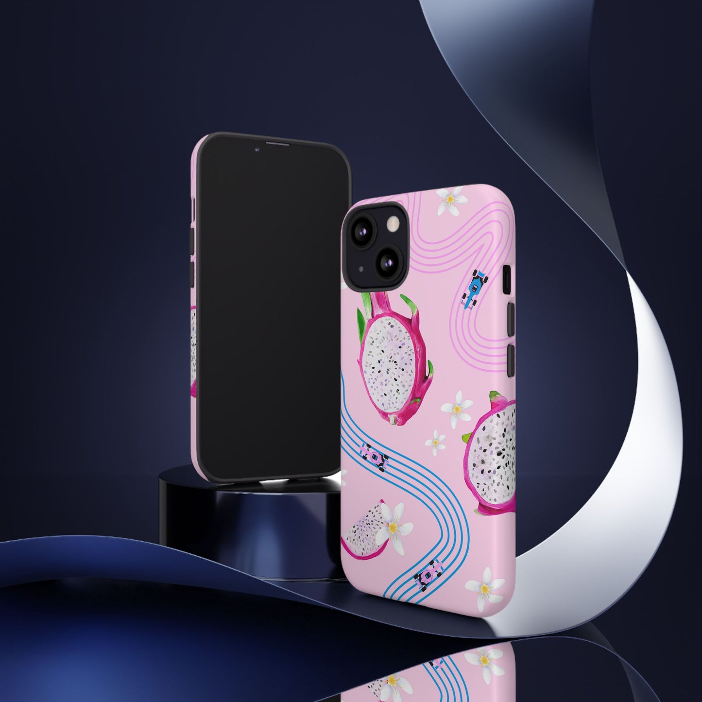 Pink F1 Alpine and Dragonfruit Phone Case, Trendy F1 Gift, Formula 1 Gift, Cute Fruit F1 Phone Case, Unique Phone Case