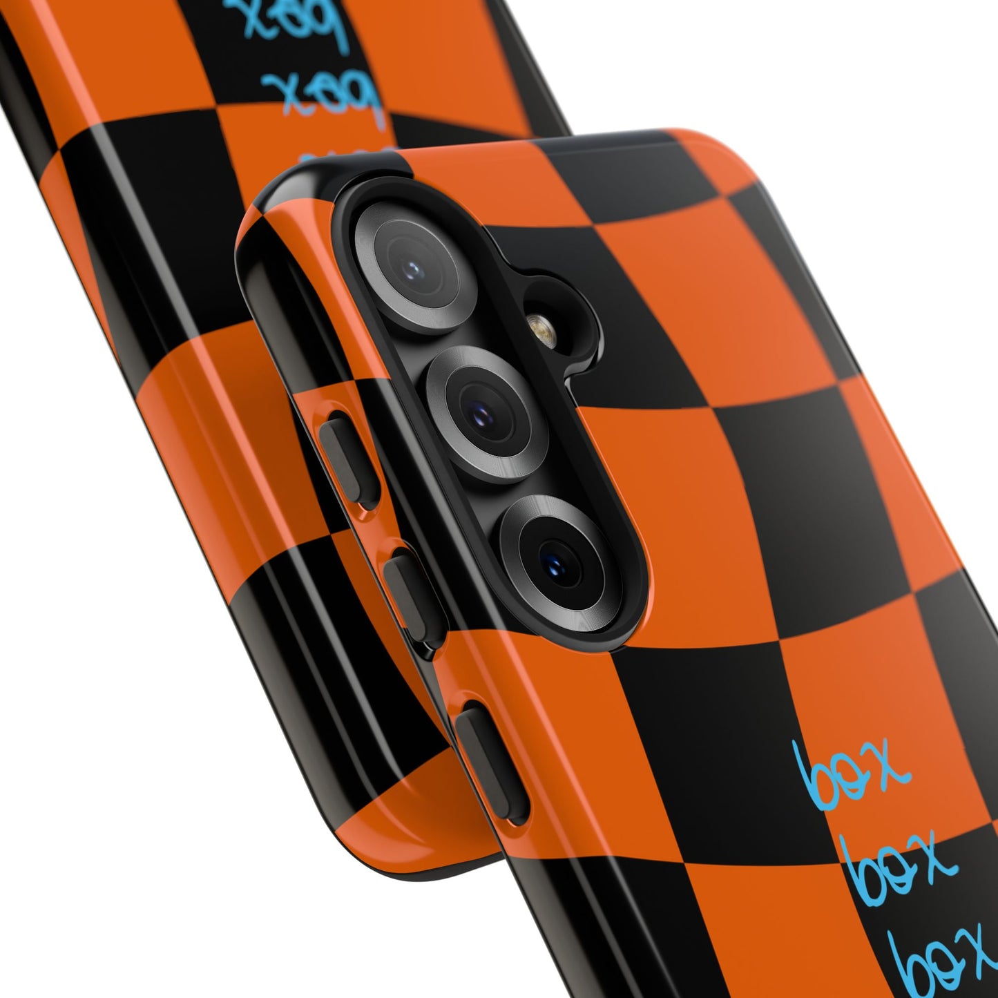 McLaren Orange and Black Checkered F1 Phone Case, Box Box Box F1 Phone Case