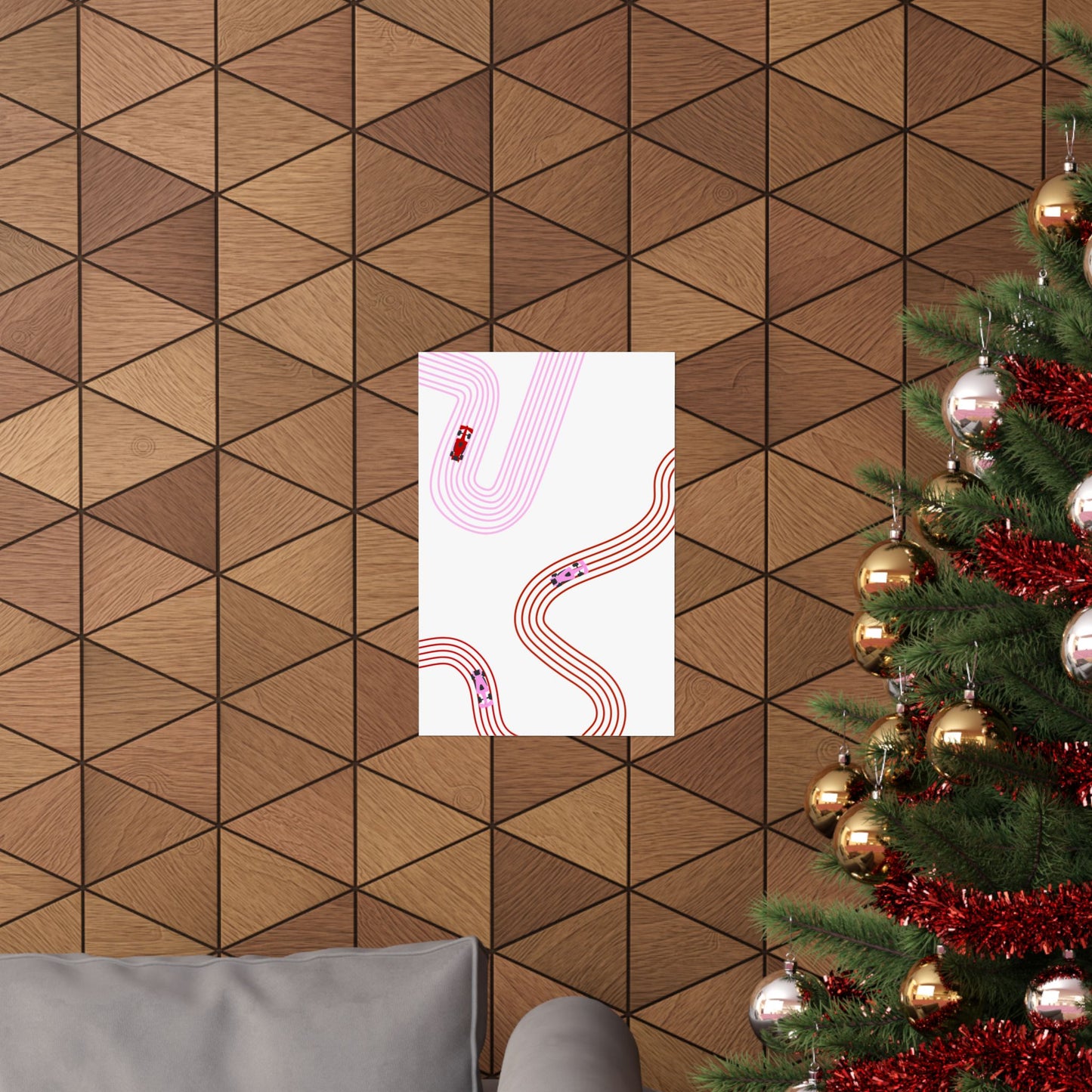 Pink and Red Abstract F1 Matte Vertical Poster | F1 Giclée Art Print (US SIZING)