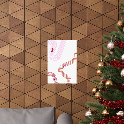 Pink and Red Abstract F1 Matte Vertical Poster | F1 Giclée Art Print (US SIZING)