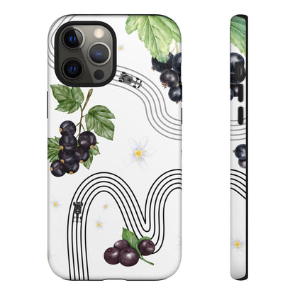 F1 Cadillac and Black Currants Phone Case, Trendy F1 Gift, Formula 1 Gift, Cute Fruit F1 Phone Case, Unique Phone Case