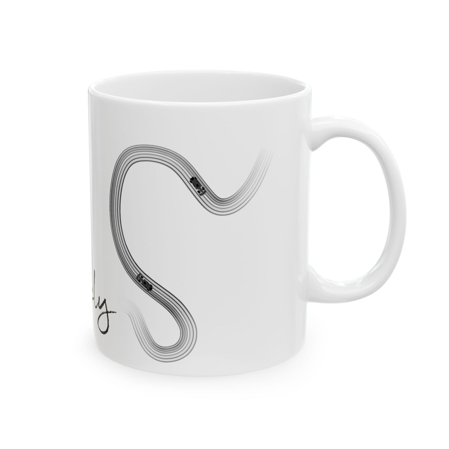 F1 Simply Lovely Mug with Track, Formula One Mug, Inspirational Ceramic Mug for Coffee Lovers