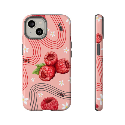 Red F1 Haas and Raspberries Phone Case, Trendy F1 Gift, Formula 1 Gift, Cute Fruit F1 Phone Case, Unique Phone Case