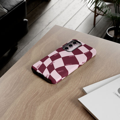 F1 Phone Case Pink Checkered Design, Trendy F1 Gift, Formula 1 Gift, Cute F1 Phone Case, Unique Formula One Phone Case