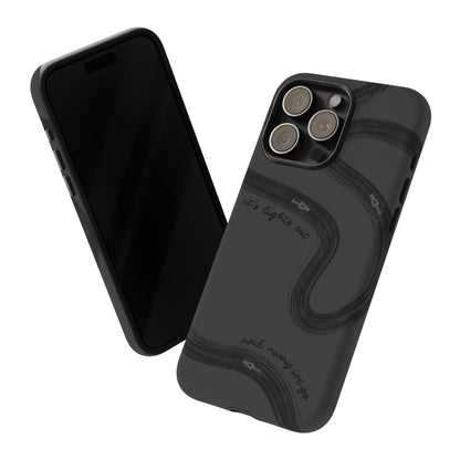 F1 Phone Case Monochrome Black Painted "its lights out and away we go", Trendy F1 Gift, Formula 1 Gift, Cute F1 Phone Case, Phone Case