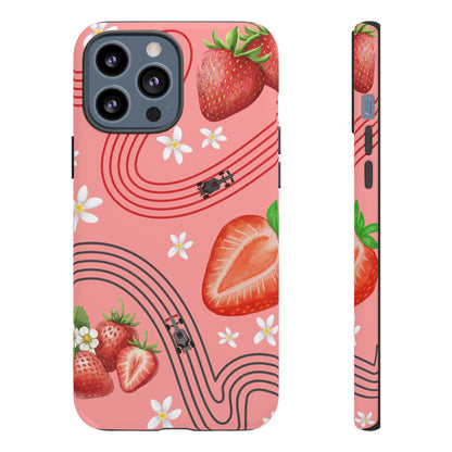 Red F1 Audi and Strawberries Phone Case, Trendy F1 Gift, Formula 1 Gift, Cute Fruit F1 Phone Case, Unique Phone Case