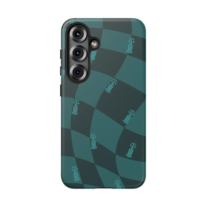 F1 Phone Case Teal Checkered Design, Trendy F1 Gift, Formula 1 Gift, Cute F1 Phone Case, Unique Formula One Phone Case