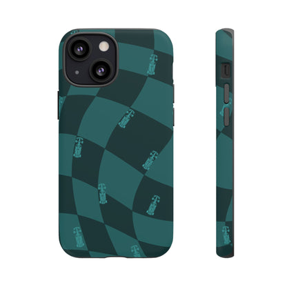 F1 Phone Case Teal Checkered Design, Trendy F1 Gift, Formula 1 Gift, Cute F1 Phone Case, Unique Formula One Phone Case