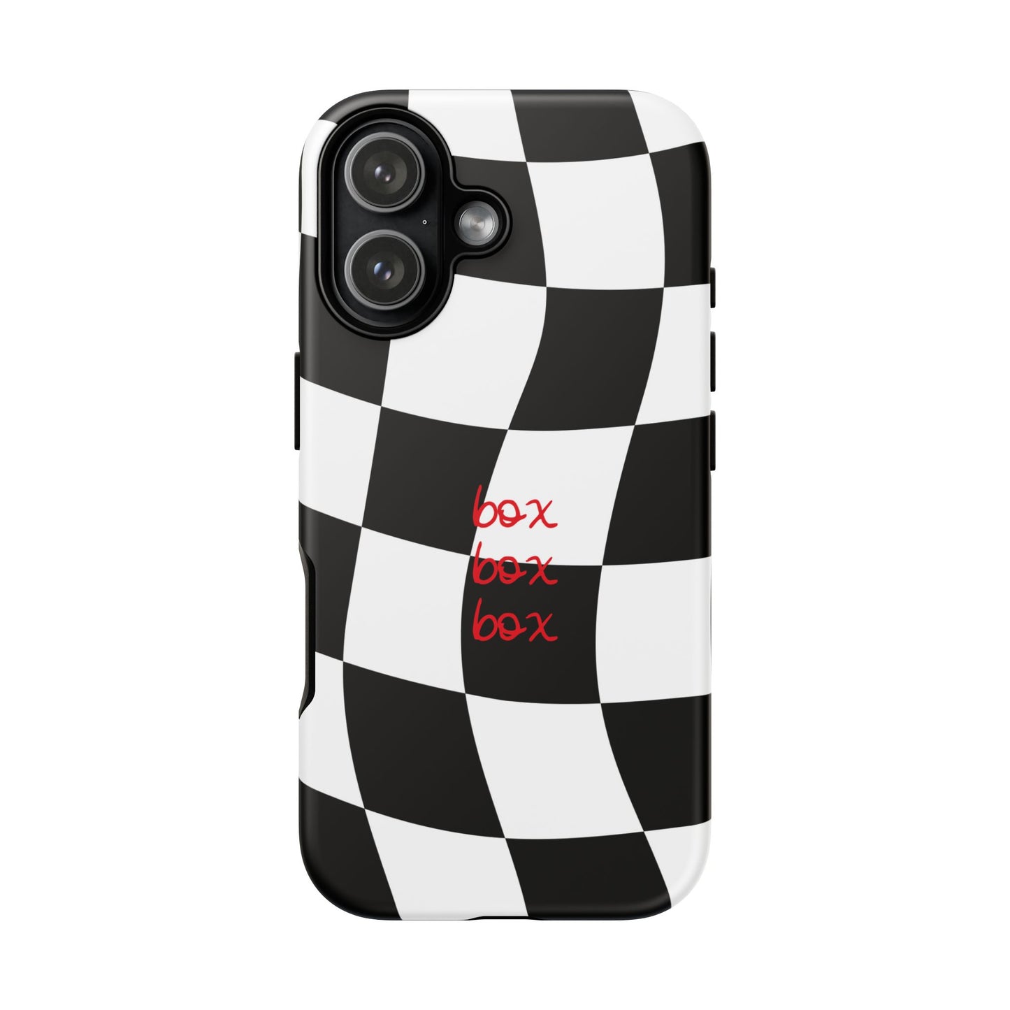 Black and Red Checkered F1 Phone Case, Box Box Box F1 Phone Case