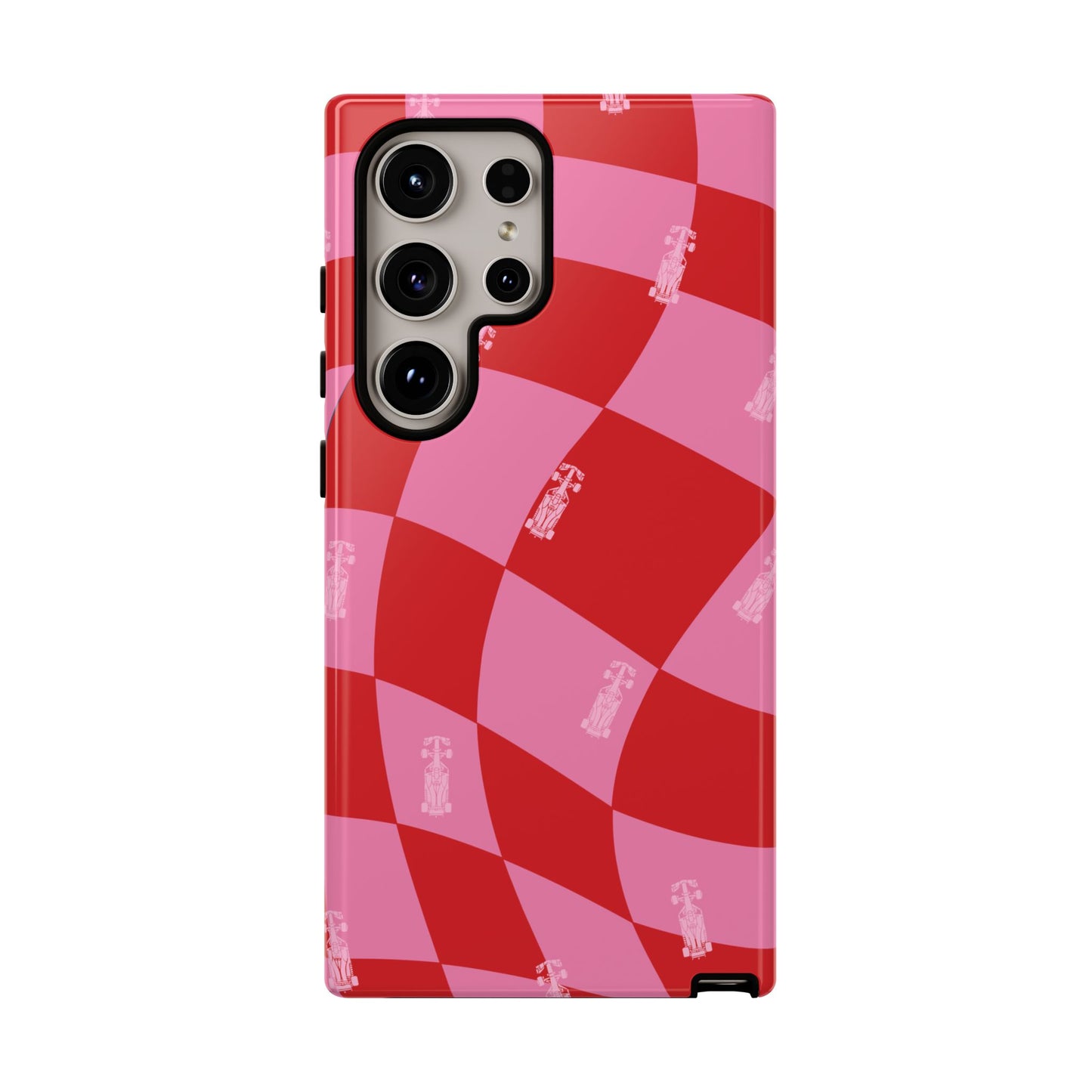 F1 Phone Case Pink and Red Checkerboard Design, Trendy F1 Gift, Girly Formula 1 Gift, Cute F1 Phone Case, Unique Formula One Phone Case