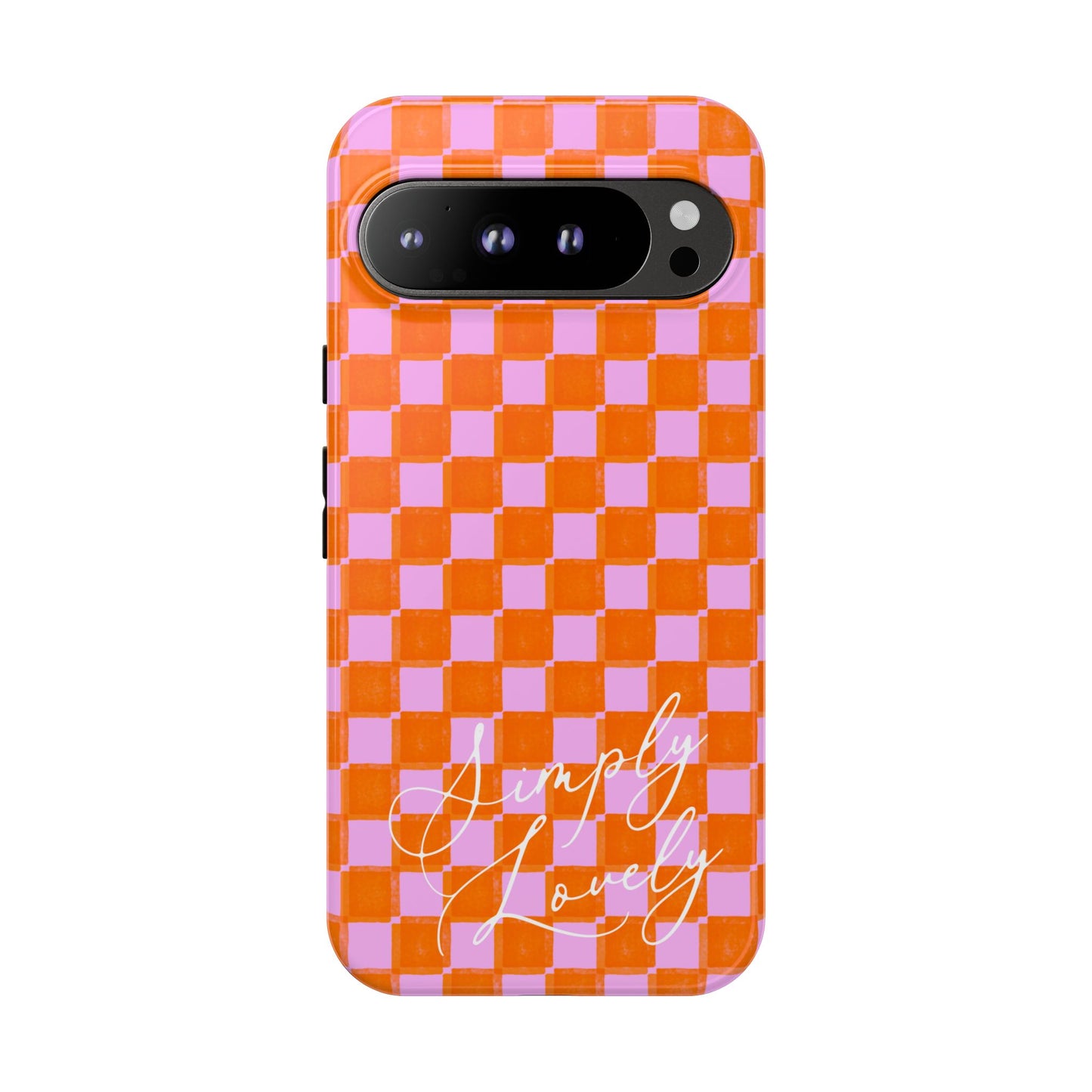 Simply Lovely Orange and Pink Checkered F1 Phone Case Design, Trendy F1 Gift, Formula 1 Gift, Cute F1 Phone Case