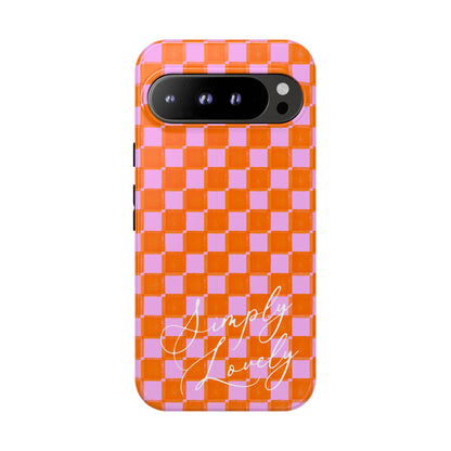 Simply Lovely Orange and Pink Checkered F1 Phone Case Design, Trendy F1 Gift, Formula 1 Gift, Cute F1 Phone Case