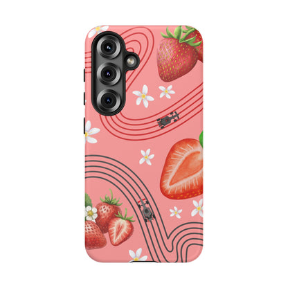 Red F1 Audi and Strawberries Phone Case, Trendy F1 Gift, Formula 1 Gift, Cute Fruit F1 Phone Case, Unique Phone Case