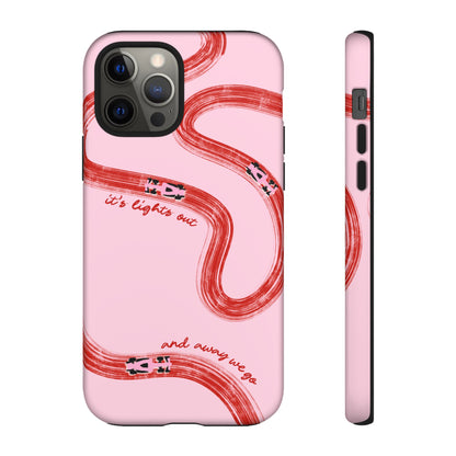 F1 Phone Case Pink and Red Painted "its lights out and away we go", Trendy F1 Gift, Formula 1 Gift, Cute F1 Phone Case, Unique Phone Case