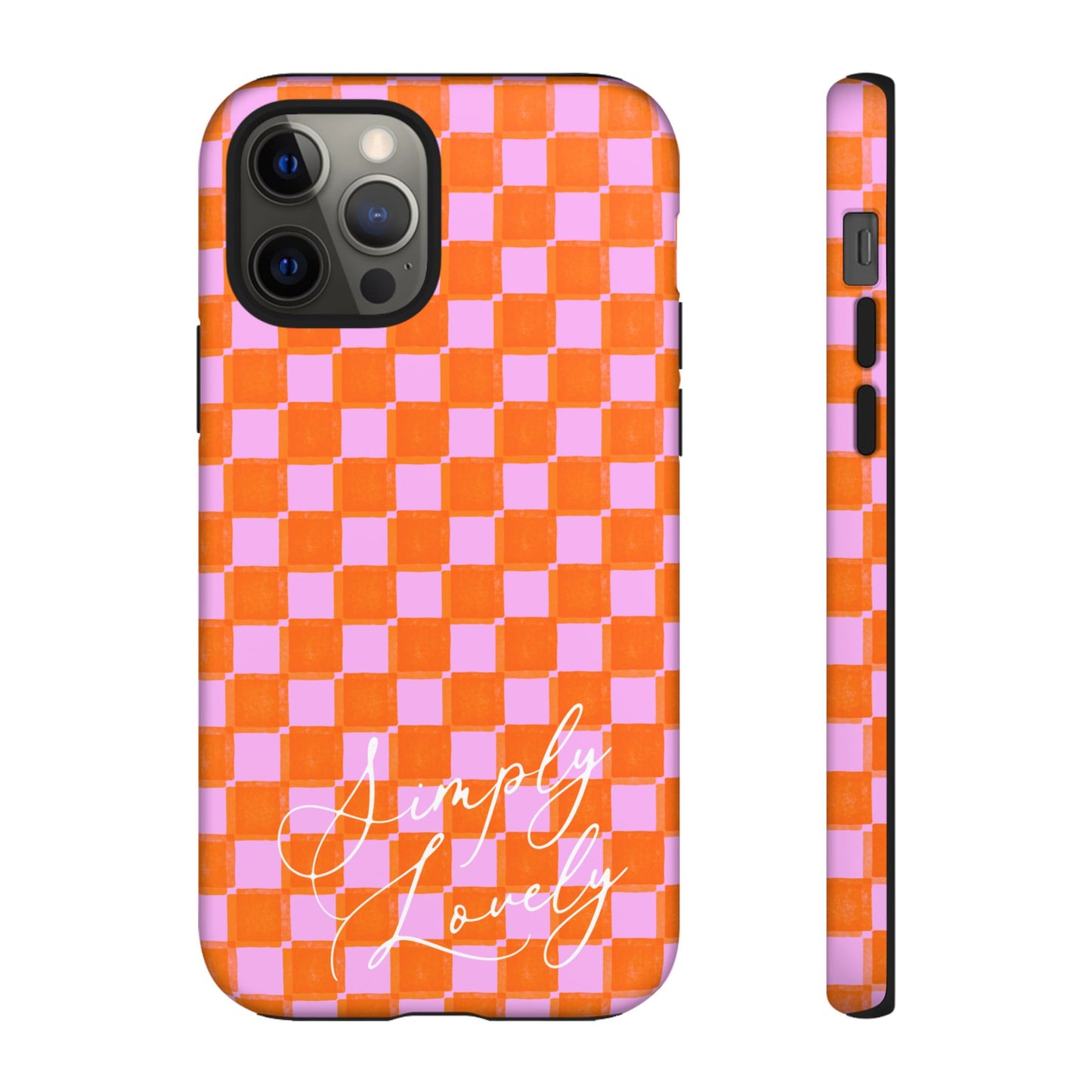 Simply Lovely Orange and Pink Checkered F1 Phone Case Design, Trendy F1 Gift, Formula 1 Gift, Cute F1 Phone Case