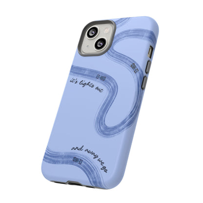 F1 Phone Case Monochrome Blue Painted "its lights out and away we go", Trendy F1 Gift, Formula 1 Gift, Cute F1 Phone Case, Phone Case
