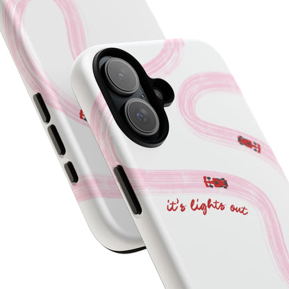 F1 Phone Case Pink and Red Painted "its lights out and away we go", Trendy F1 Gift, Formula 1 Gift, Cute F1 Phone Case, Unique Phone Case