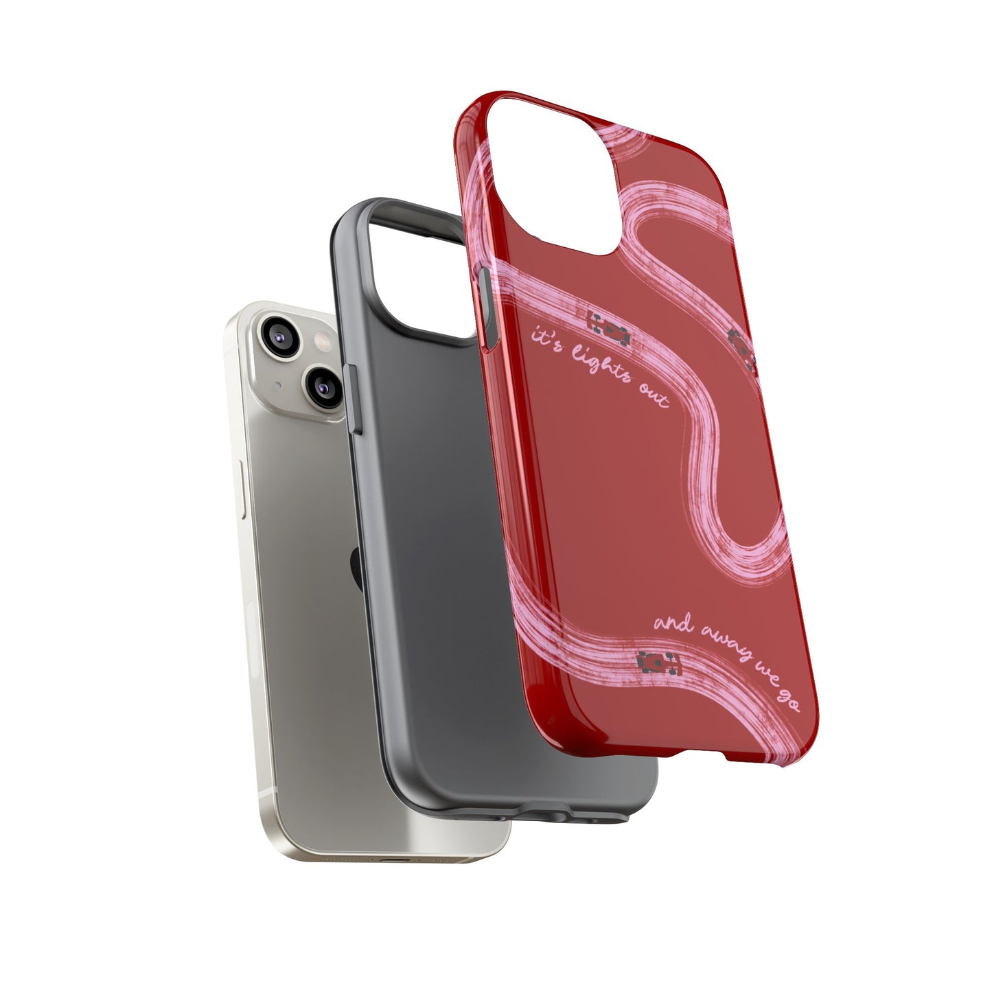 Red and Pink Lights Out F1 Phone Case Design, Trendy F1 Gift, Formula 1 Gift, Cute F1 Phone Case, Unique Formula One Phone Case
