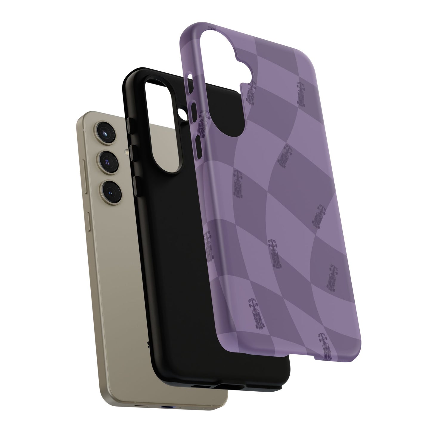 F1 Phone Case Purple Checkered Design, Trendy F1 Gift, Formula 1 Gift, Cute F1 Phone Case, Unique Formula One Phone Case