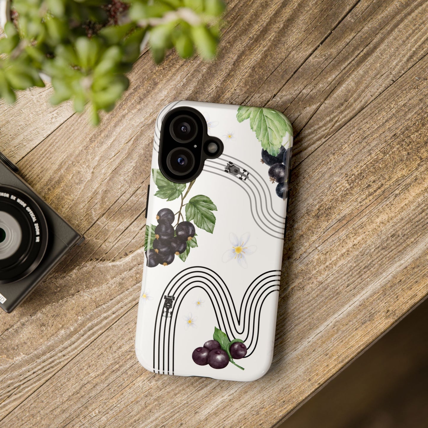 F1 Cadillac and Black Currants Phone Case, Trendy F1 Gift, Formula 1 Gift, Cute Fruit F1 Phone Case, Unique Phone Case