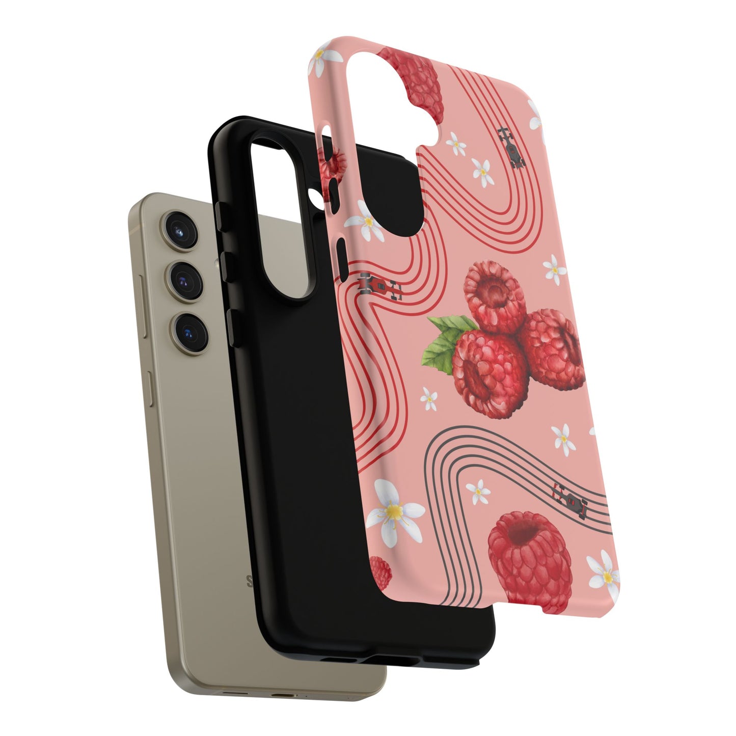 Red F1 Haas and Raspberries Phone Case, Trendy F1 Gift, Formula 1 Gift, Cute Fruit F1 Phone Case, Unique Phone Case