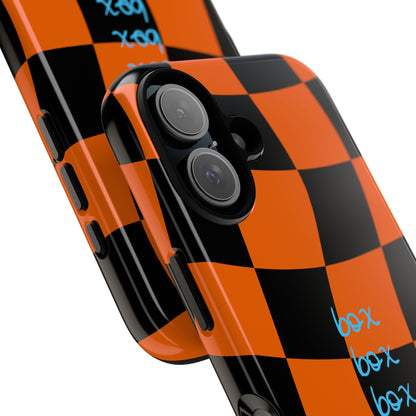 McLaren Orange and Black Checkered F1 Phone Case, Box Box Box F1 Phone Case
