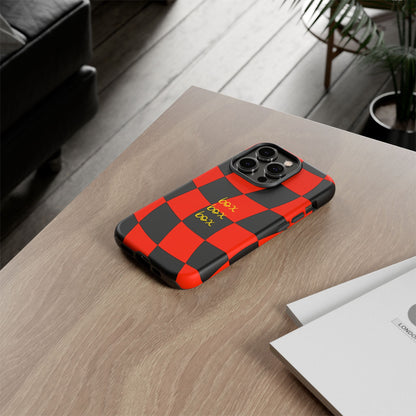 F1 Ferrari Black and Red Checkered Phone Case, Box Box Box F1 Phone Case