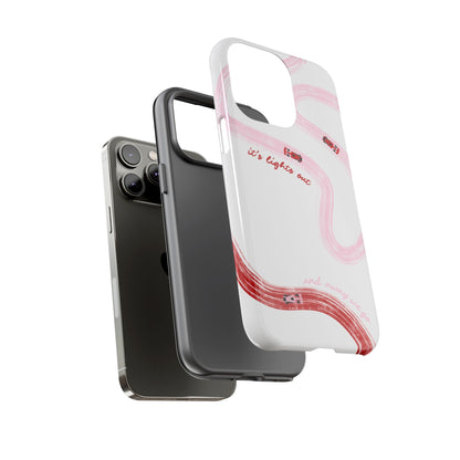F1 Phone Case Pink and Red Painted "its lights out and away we go", Trendy F1 Gift, Formula 1 Gift, Cute F1 Phone Case, Unique Phone Case