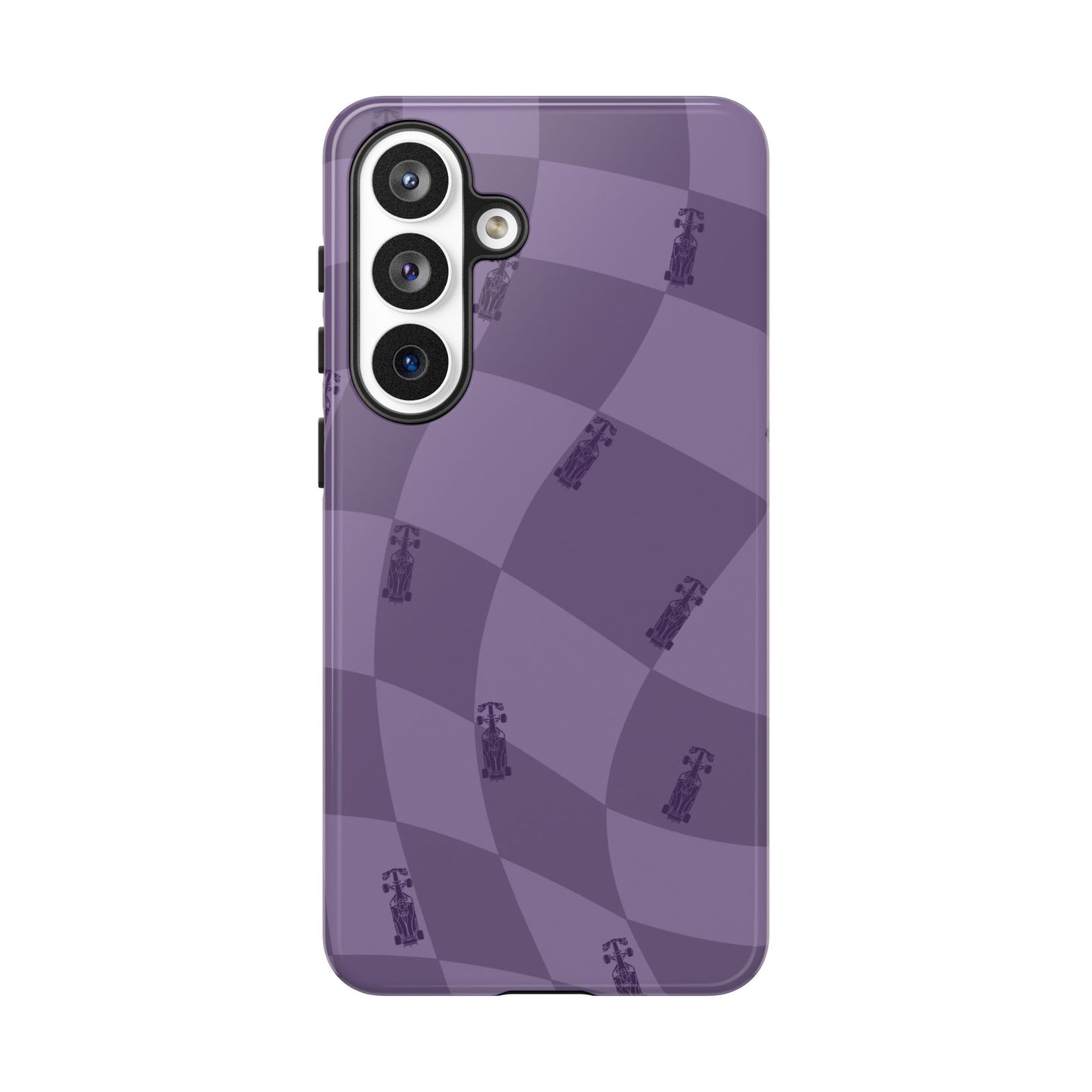 F1 Phone Case Purple Checkered Design, Trendy F1 Gift, Formula 1 Gift, Cute F1 Phone Case, Unique Formula One Phone Case