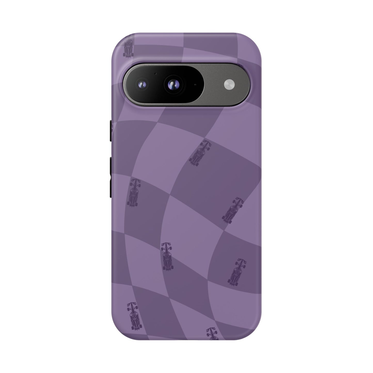 F1 Phone Case Purple Checkered Design, Trendy F1 Gift, Formula 1 Gift, Cute F1 Phone Case, Unique Formula One Phone Case