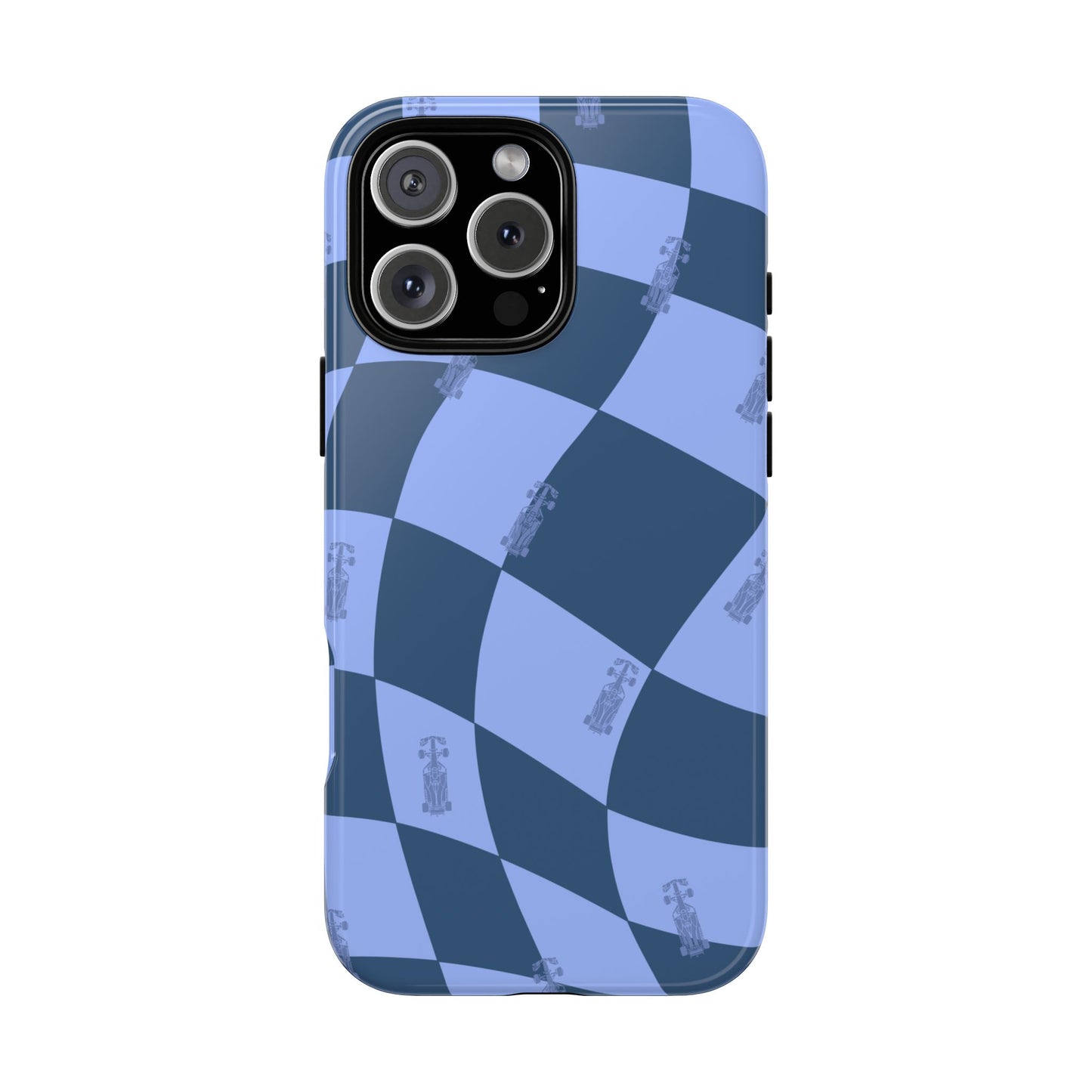 F1 Phone Case Blue Checkerboard Design, Trendy F1 Gift, Formula 1 Gift, Cute F1 Phone Case, Unique Formula One Phone Case