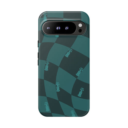 F1 Phone Case Teal Checkered Design, Trendy F1 Gift, Formula 1 Gift, Cute F1 Phone Case, Unique Formula One Phone Case