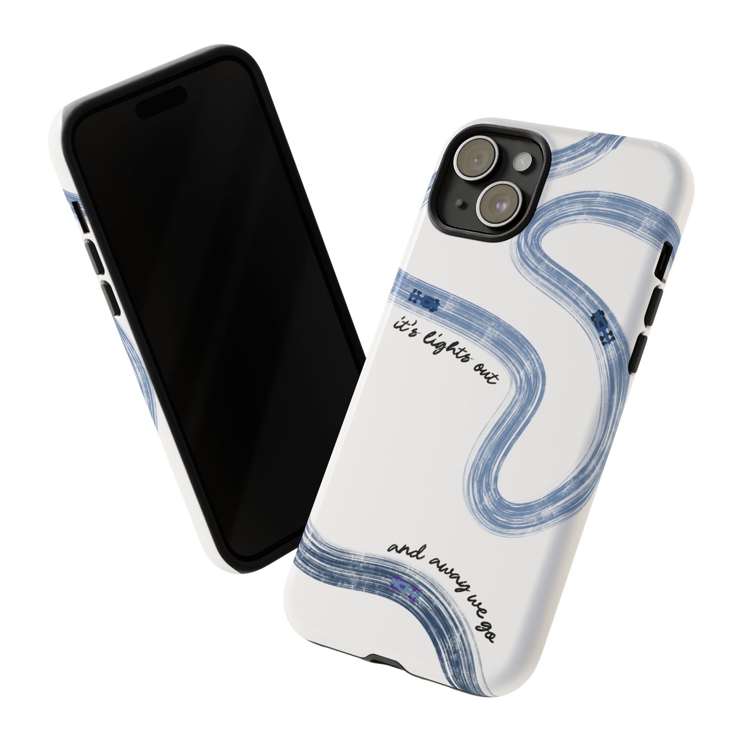 F1 Phone Case Blue Painted "its lights out and away we go", Trendy F1 Gift, Formula 1 Gift, Cute F1 Phone Case, Gift for F1 Fans