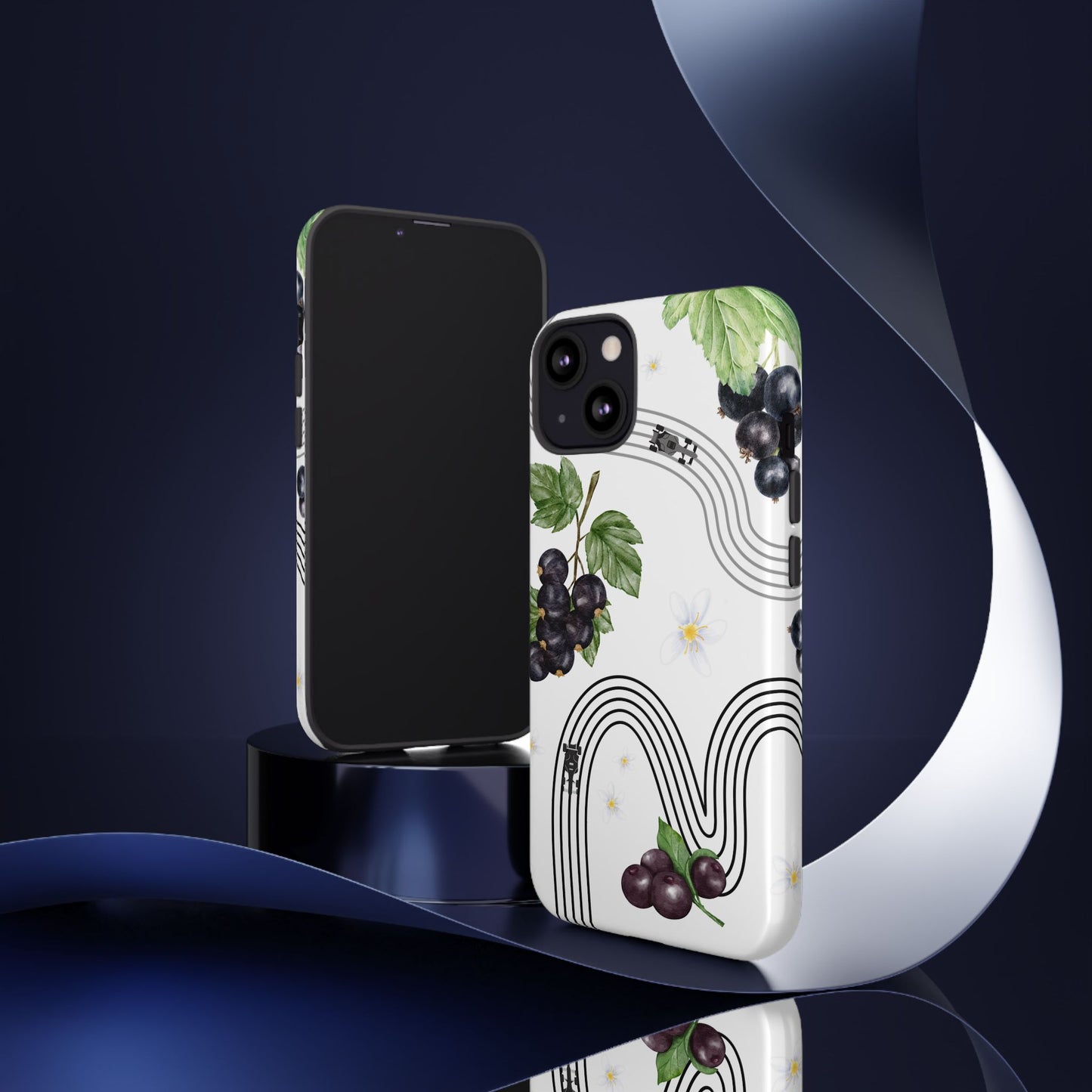F1 Cadillac and Black Currants Phone Case, Trendy F1 Gift, Formula 1 Gift, Cute Fruit F1 Phone Case, Unique Phone Case
