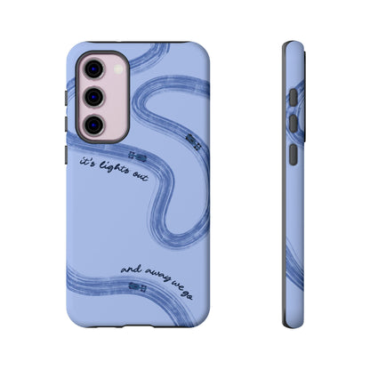 F1 Phone Case Monochrome Blue Painted "its lights out and away we go", Trendy F1 Gift, Formula 1 Gift, Cute F1 Phone Case, Phone Case