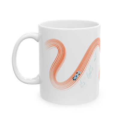 McLaren Orange and Blue Painted F1  It's Lights Out and Away We Go Mug