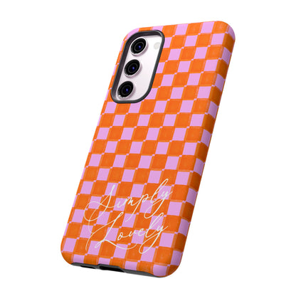Simply Lovely Orange and Pink Checkered F1 Phone Case Design, Trendy F1 Gift, Formula 1 Gift, Cute F1 Phone Case