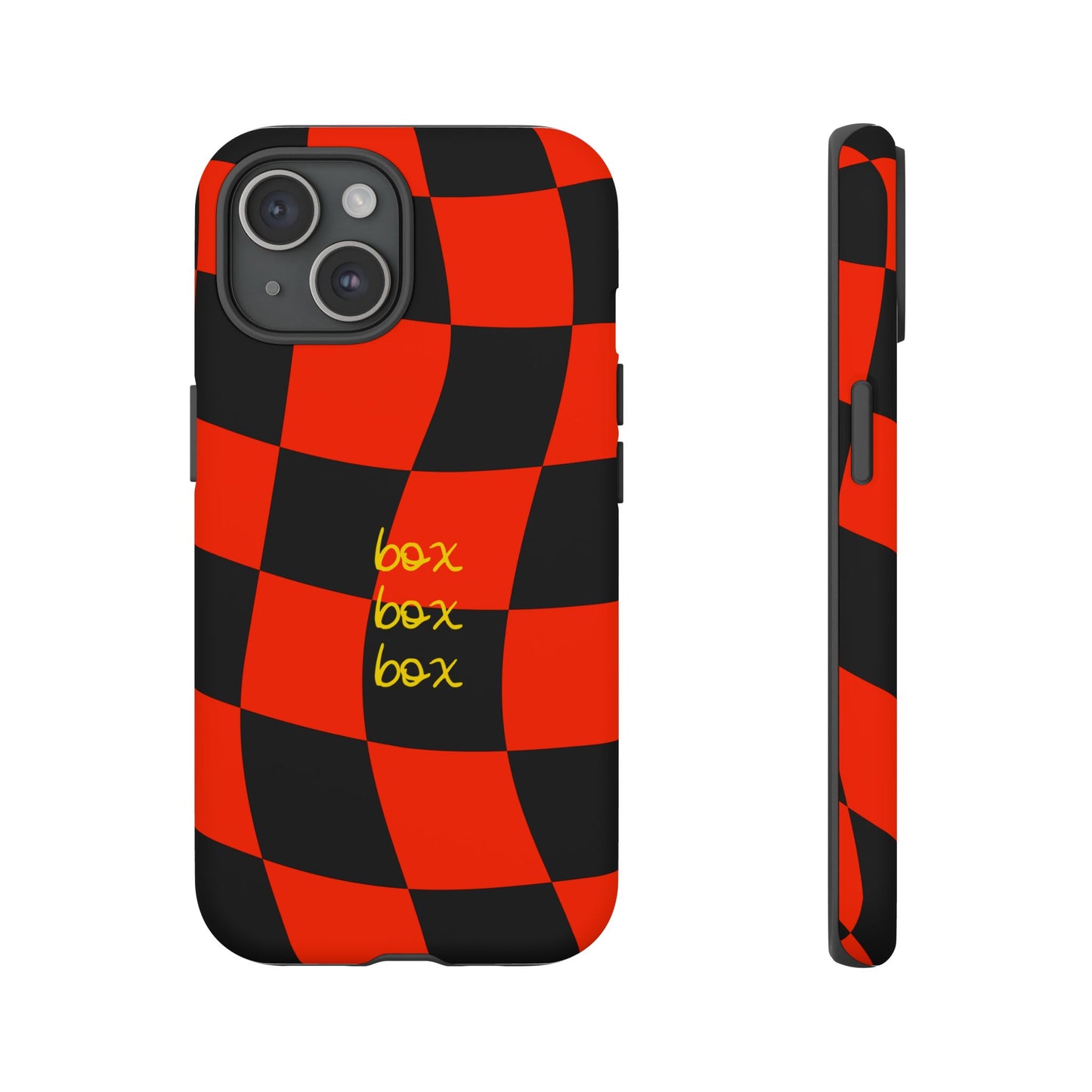 F1 Ferrari Black and Red Checkered Phone Case, Box Box Box F1 Phone Case