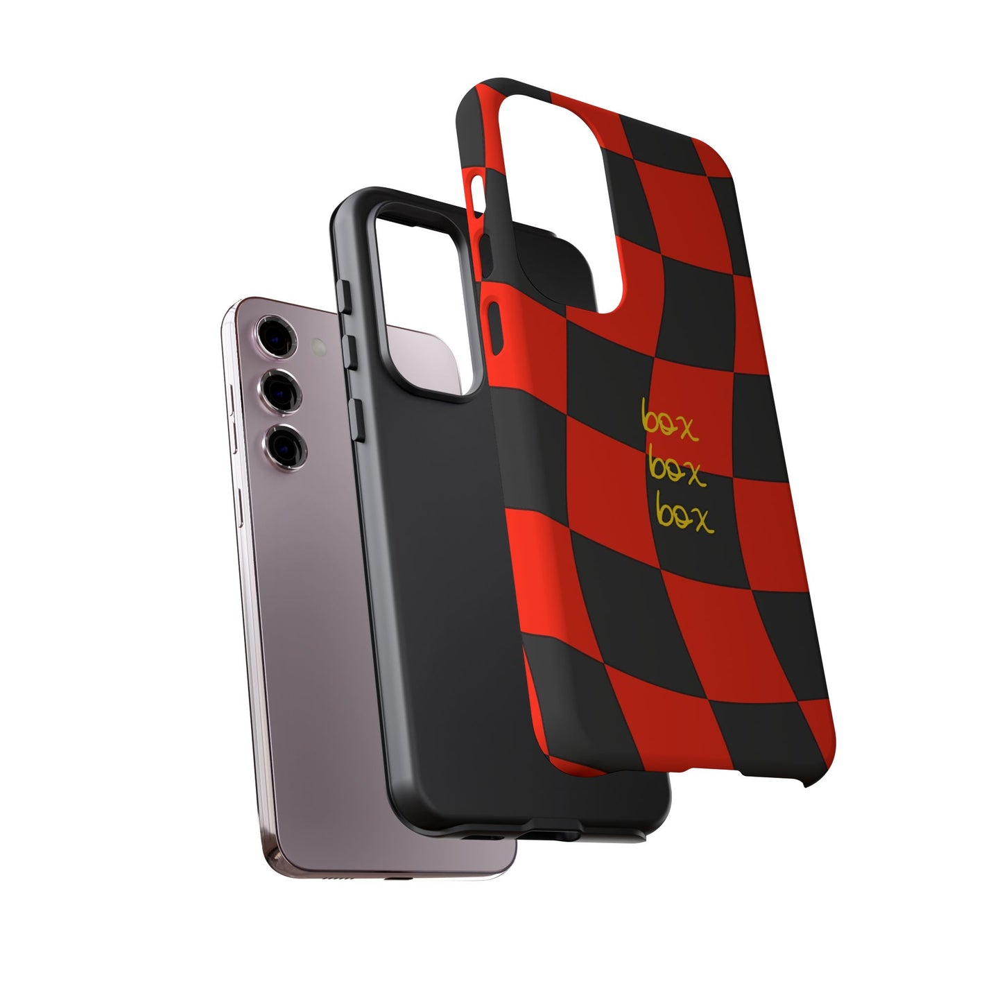 F1 Ferrari Black and Red Checkered Phone Case, Box Box Box F1 Phone Case