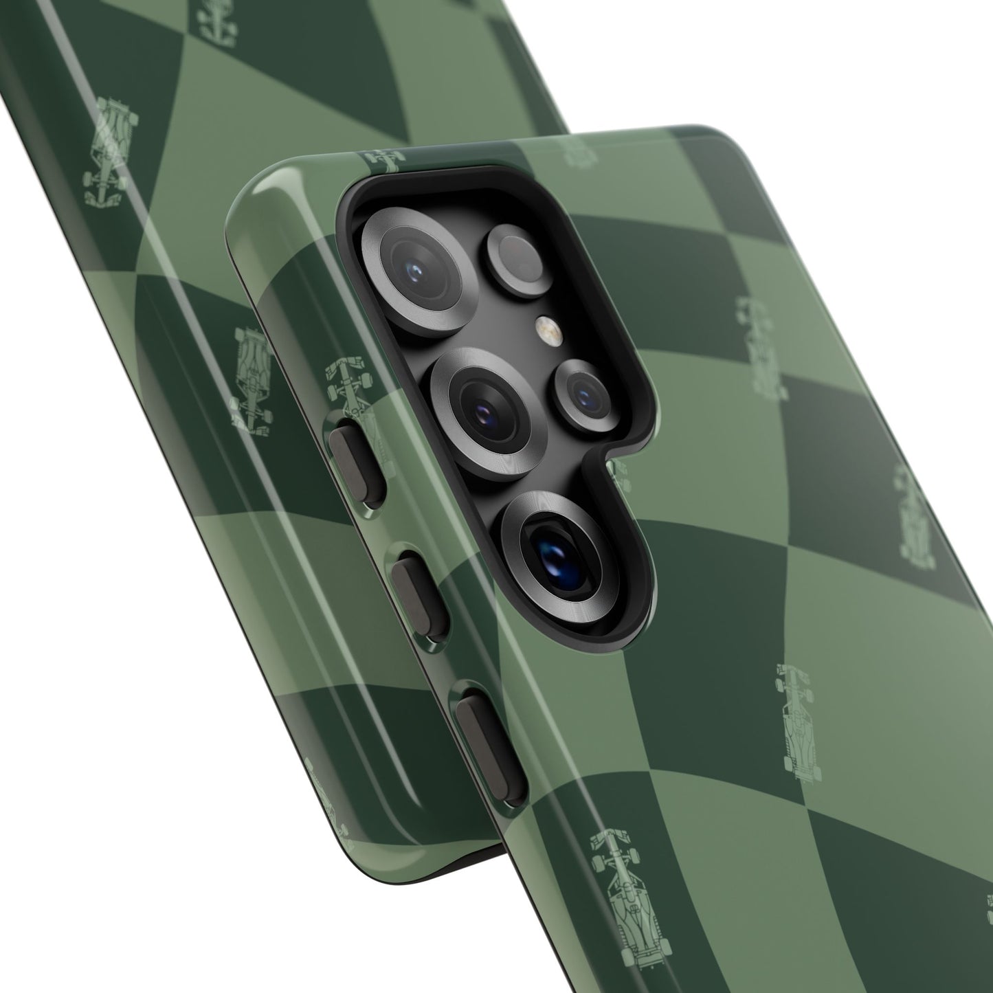 F1 Phone Case Green Checkerboard Design, Trendy F1 Gift, Formula 1 Gift, Cute F1 Phone Case, Unique Formula One Phone Case